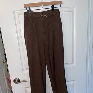 Petite Studio NYC high waisted brown trousers with belt
